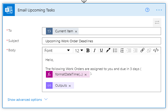 Power Automate Solution: send users an email reminder of tasks due in 3 days