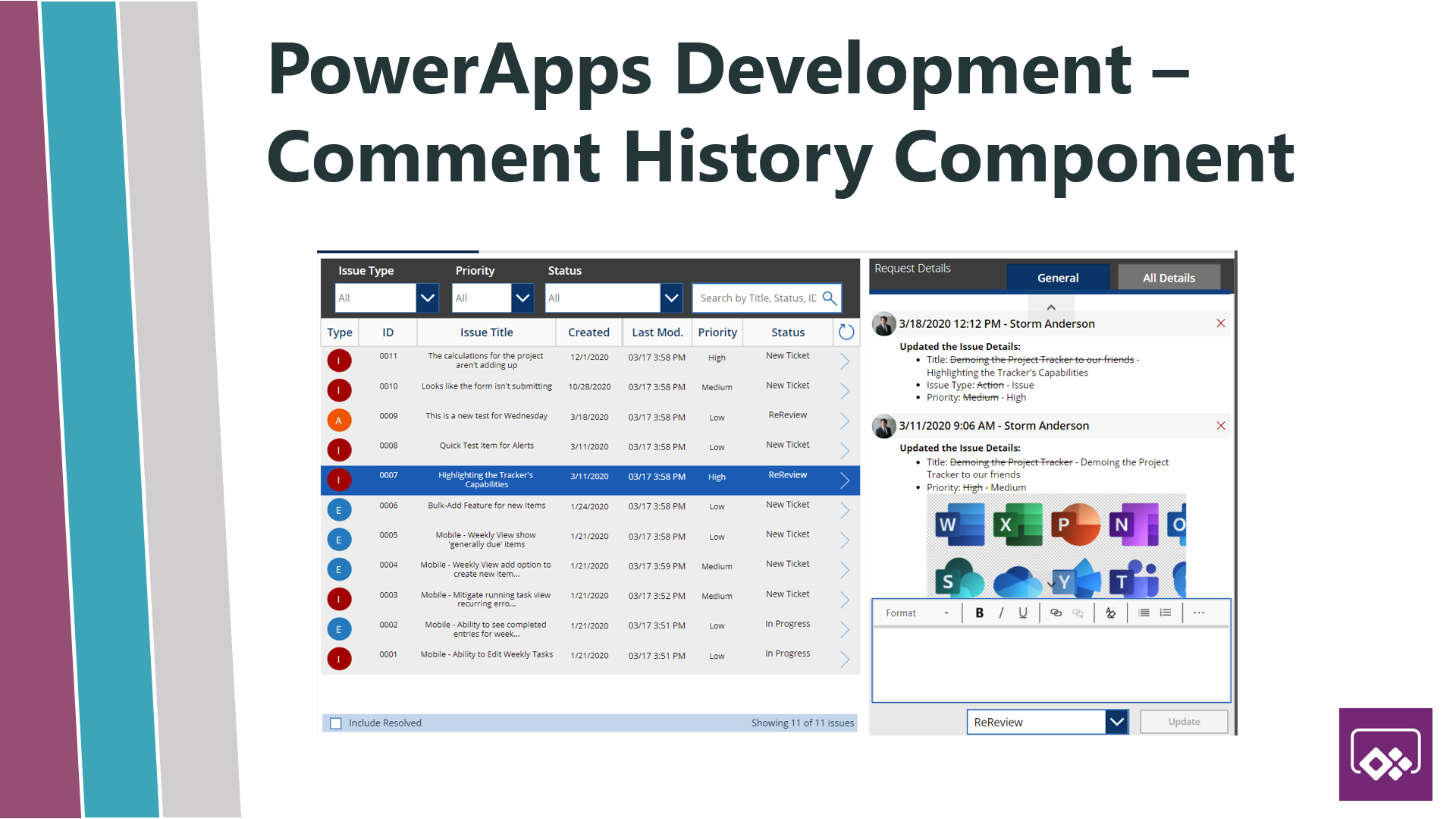 PowerApps Tutorial: Request Tracker – Comment History